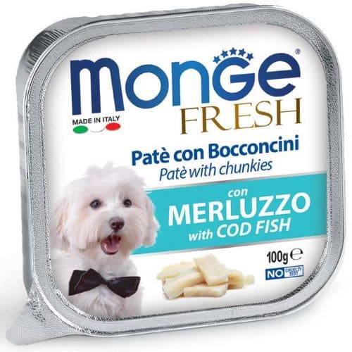 מונג' פטה שימורי מזון דג בקלה לכלב 100 גרם