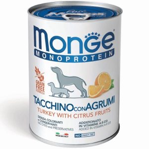 מונג' שימורי מזון הודו ופירות הדר לכלב 400 גרם